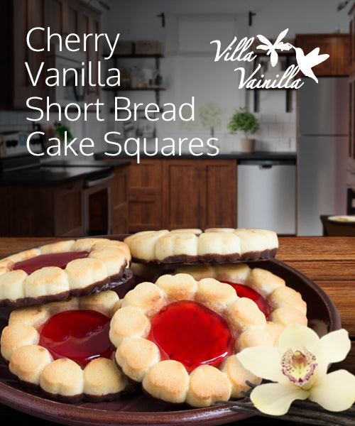 Cherry Vainilla Short Bread Cake Squares