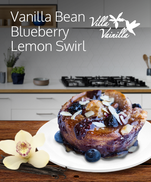 Vanilla Bean Blueberry Lemon + Cream Cheese Swirl Sticky Buns.