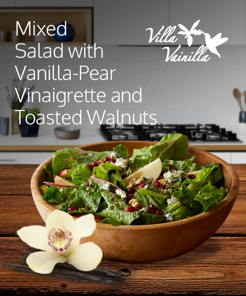 Mixed Salad with Vanilla-Pear Vinaigrette and Toasted Walnuts