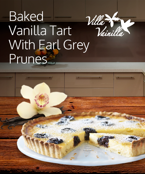 Baked Vanilla Tart with Earl Grey Prunes