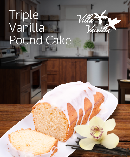 Triple vanilla pound cake