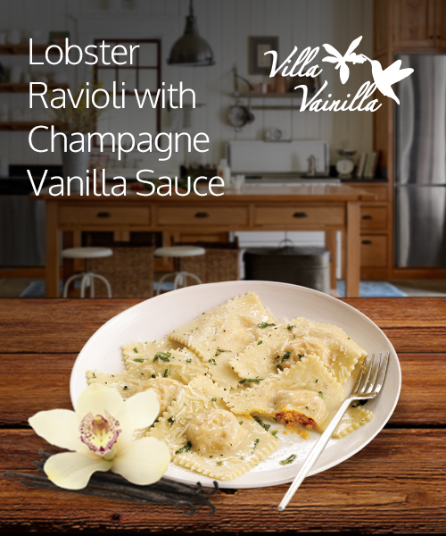 Lobster Ravioli with Champagne Vanilla Sauce